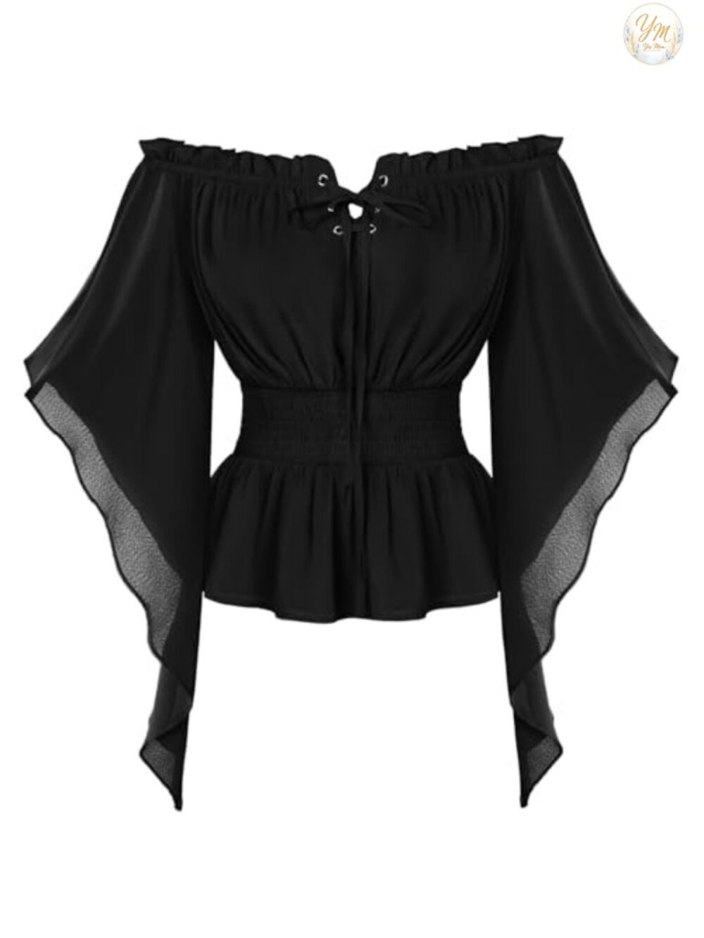 Off Shoulder Bell Sleeve Blouse Renaissance Medieval Peasant Top Women